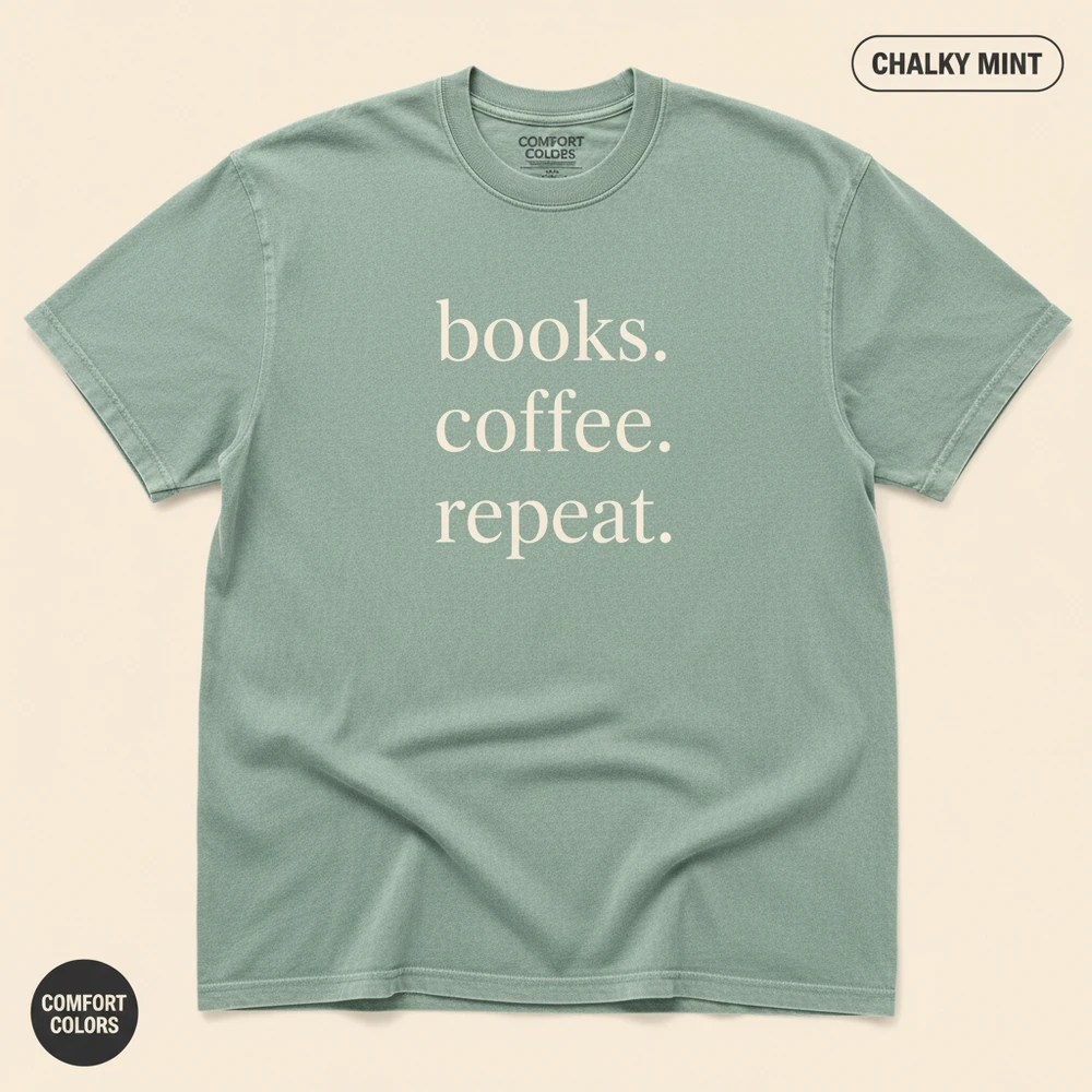 Books Coffee Repeat Minimalist Bookish T-Shirt