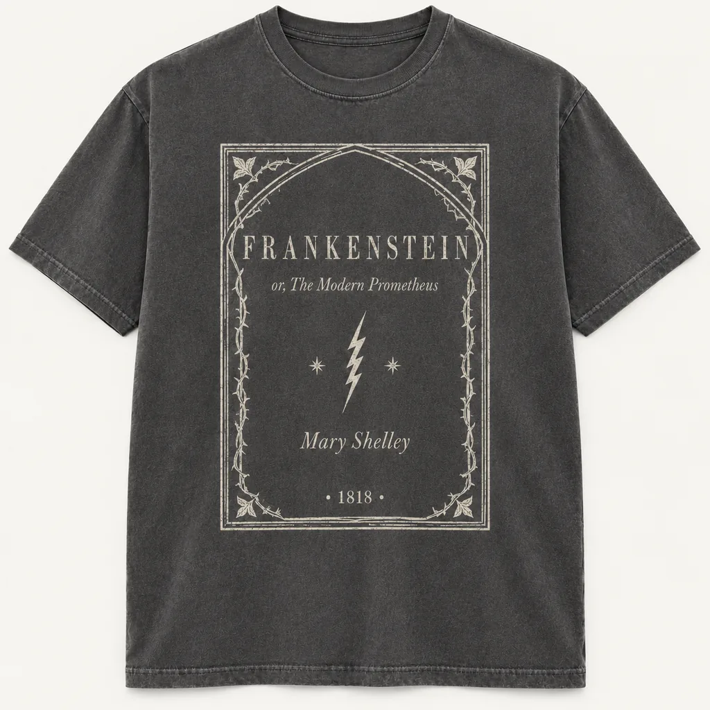 Frankenstein Mary Shelley Novel Cover T-Shirt