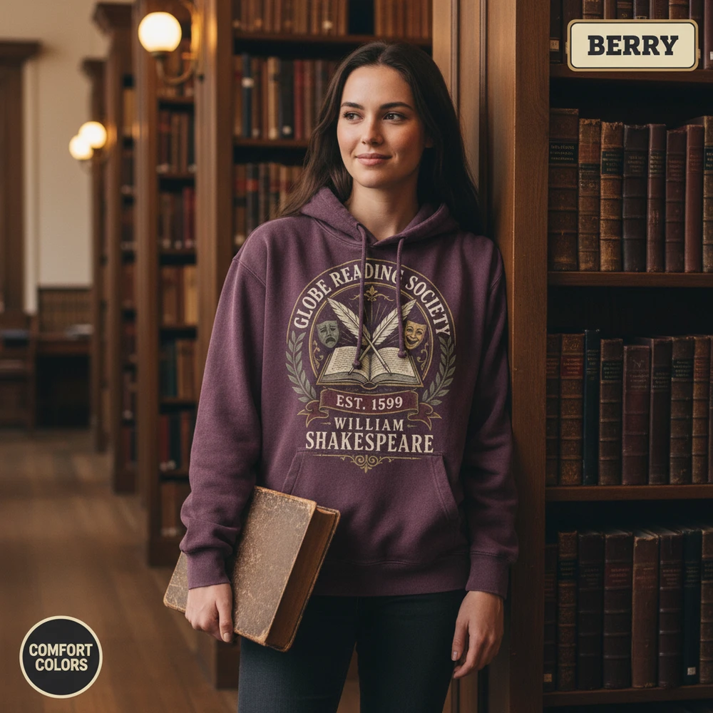 Globe Reading Society Est 1599 Shakespeare Book Lover Hoodie