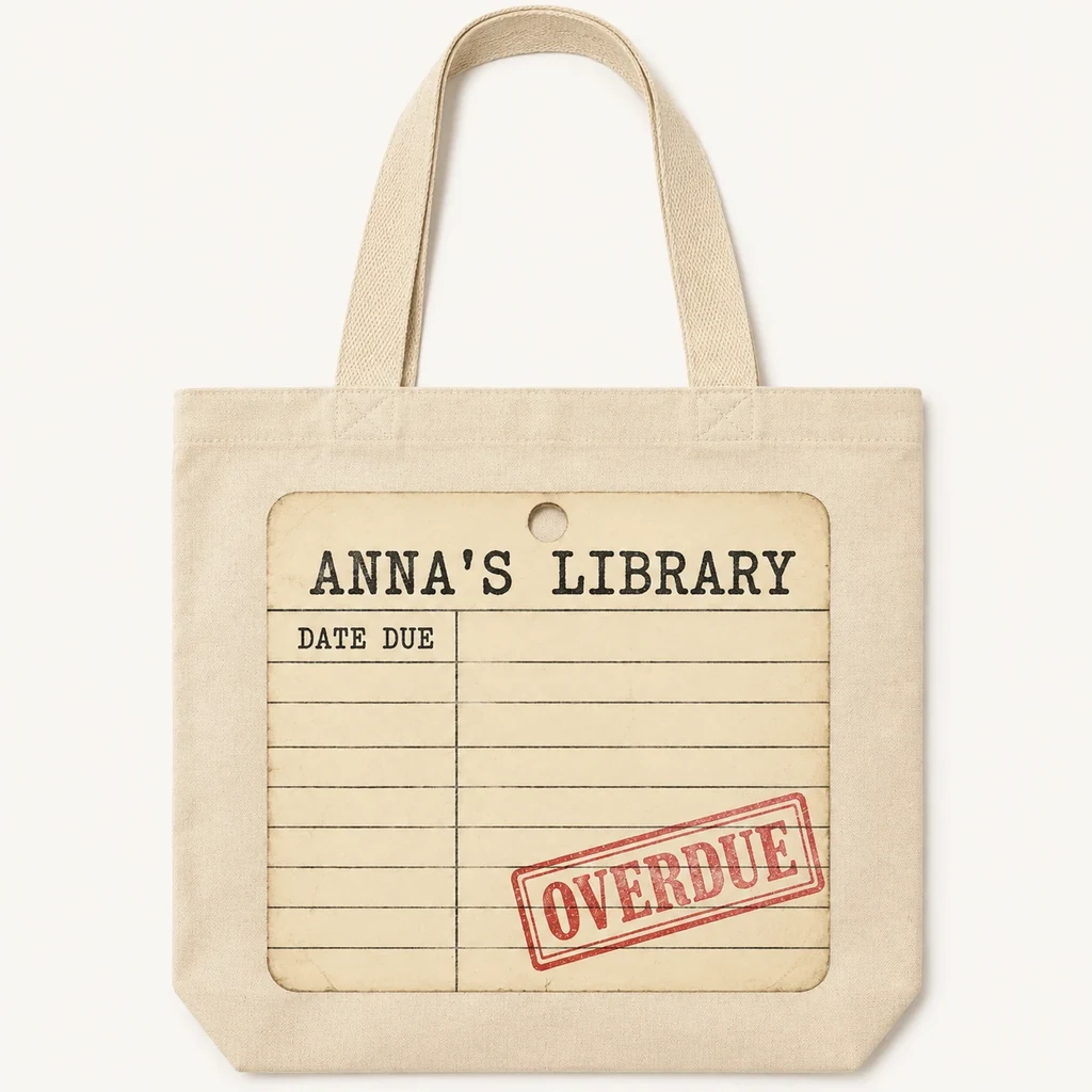 Personalized Library Card Canvas Book Tote Bag